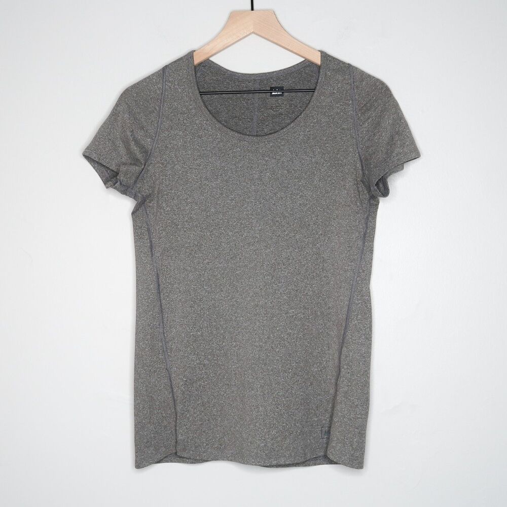 REI Womens Shirt Size Medium Gray Tan Scoop Neck Stretch Hiking Outdoors Active - Picture 1 of 7